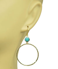 Thumbnail for Gena Myint - Amazonite Bezel Circle Earrings -