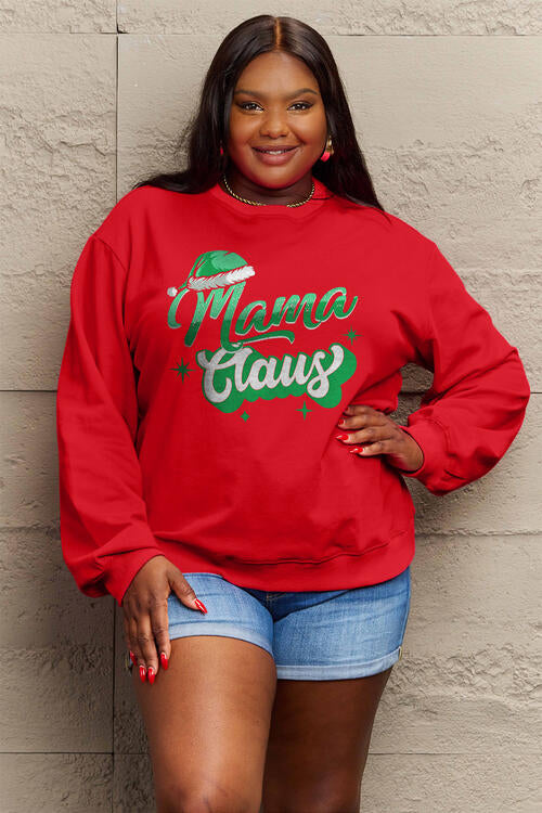 Simply Love Full Size MAMA CLAUS Round Neck Sweatshirt - SIZES S THRU 3XL - T - 2 COLORS -