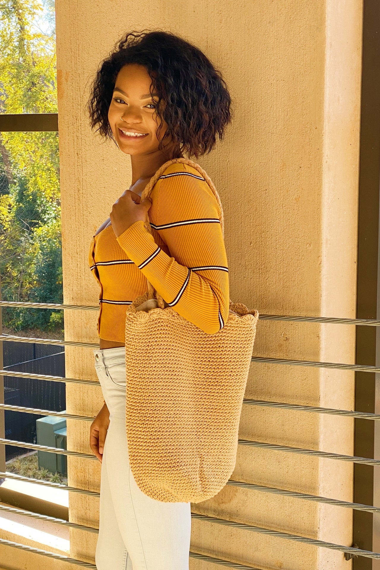 Knitted Scalloped Edge Tote -