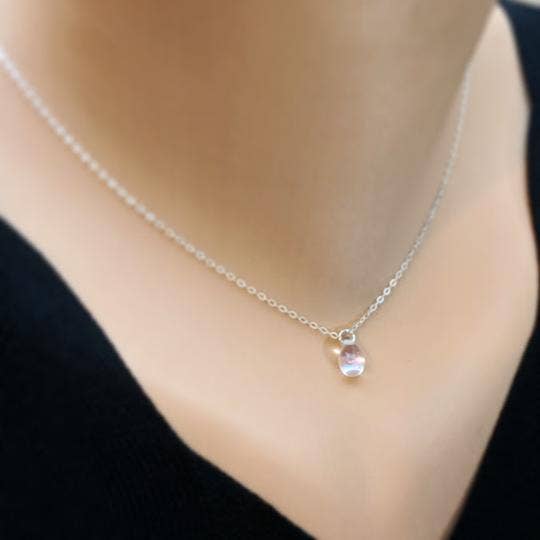 Crystal Raindrop on Sterling Silver Necklace -