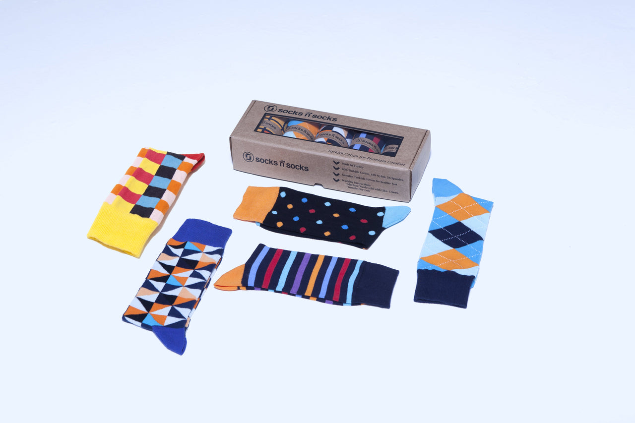 Men's Fashionable Mix Set Socks - 5 PACK -