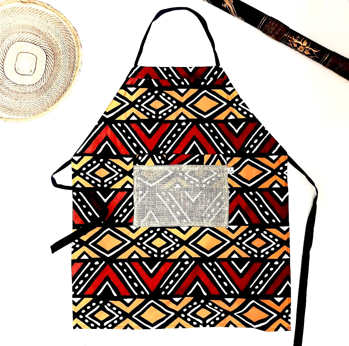 Sunsum - The Mashona, Adjustable, Burlap Pocket, Wax Print Aprons - 5 COLORS -