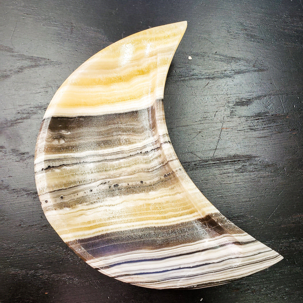 White Quartz - Zebra Onyx Moon Bowl -