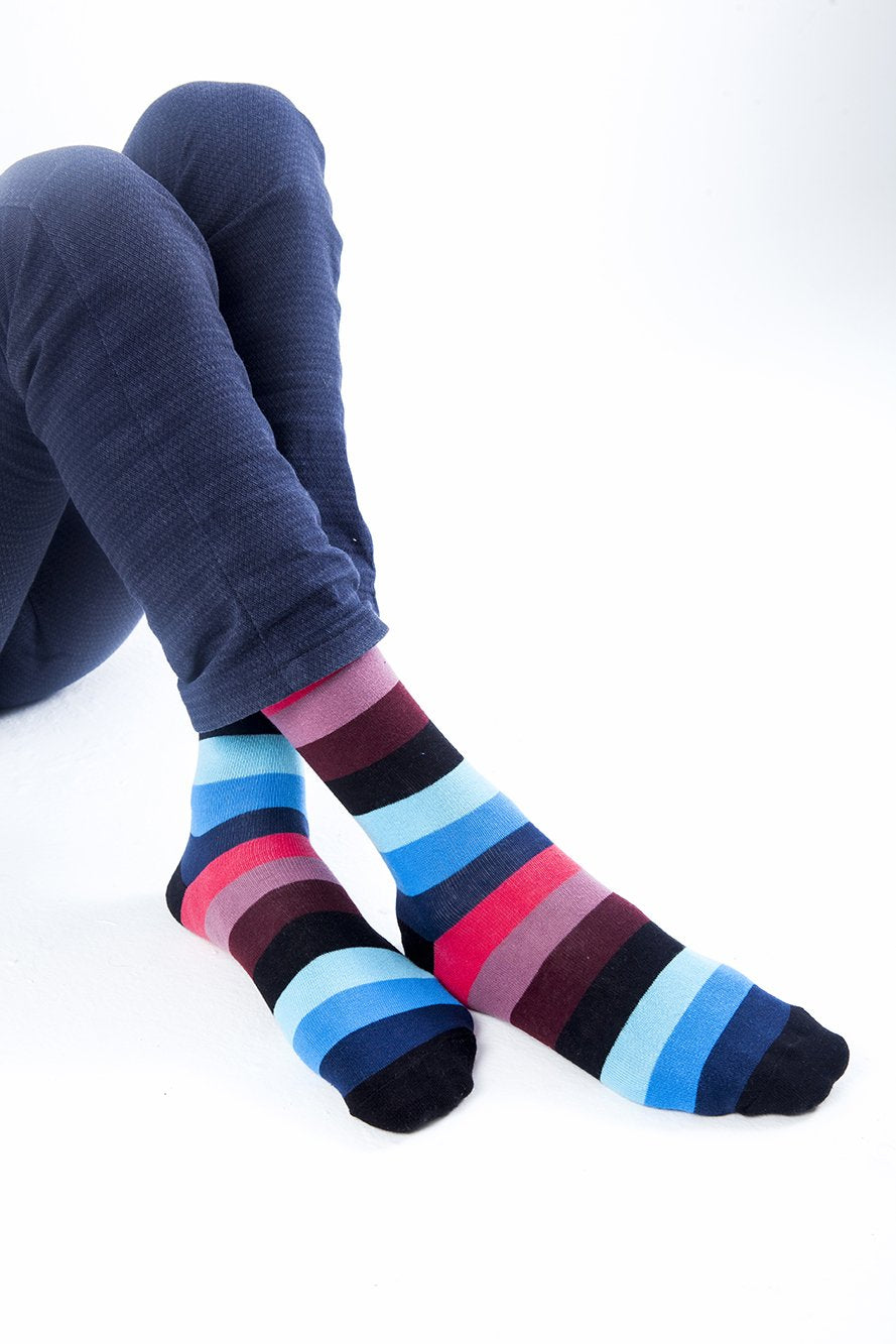 Men's Black Grape Stripe Socks - 1 COLOR -