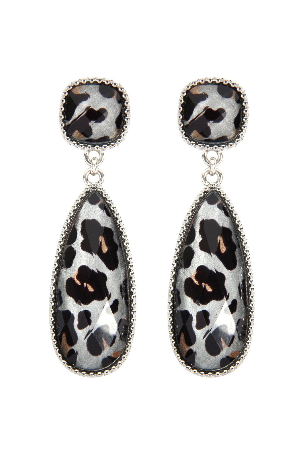 Glitter Leopard Post Dangle Drop Earrings - 4 COLORS -