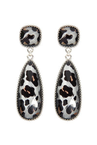 Thumbnail for Glitter Leopard Post Dangle Drop Earrings - 4 COLORS -