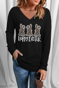 Thumbnail for HOPPY EASTER Graphic V-Neck Top - T - 1 COLOR -