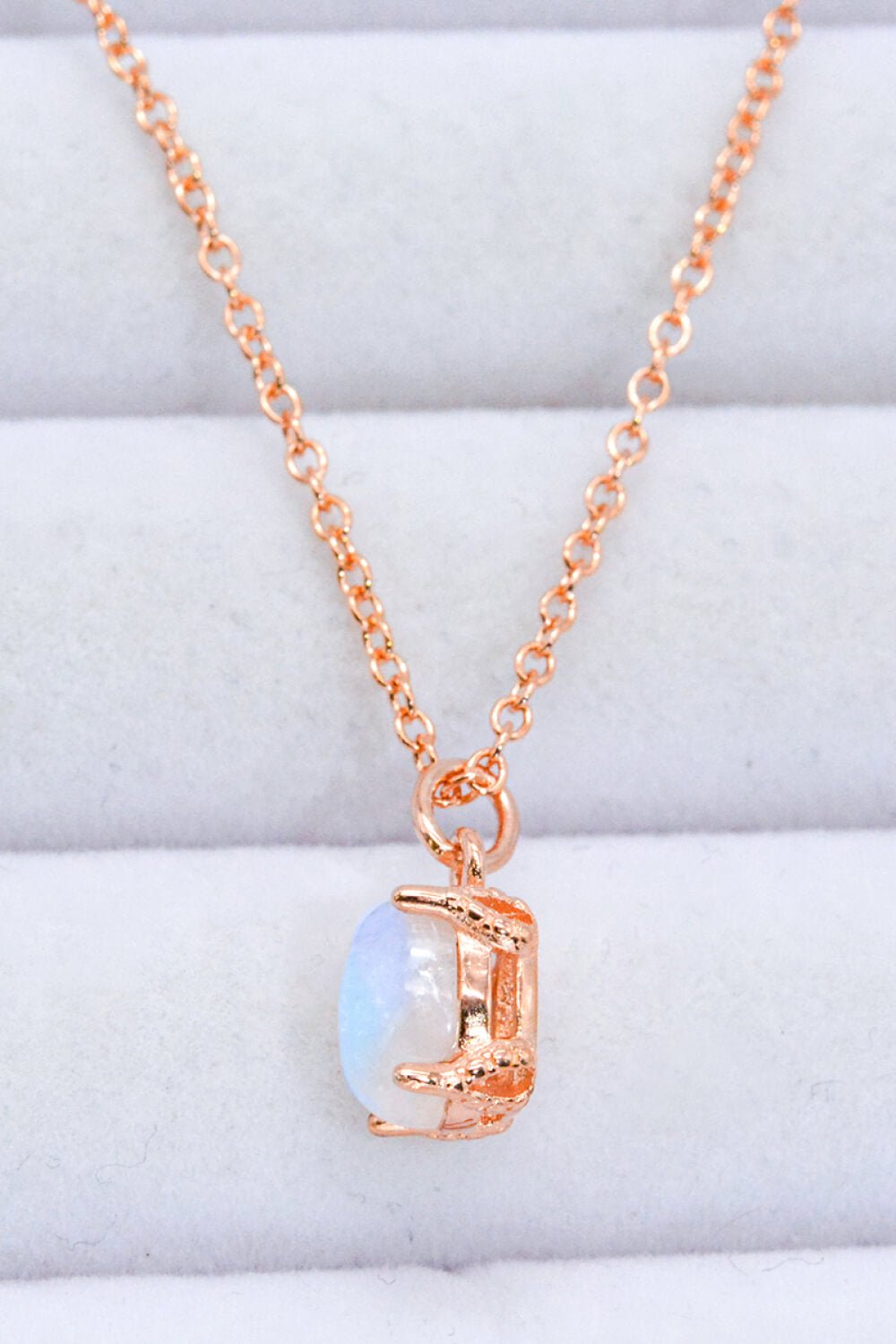 Natural 4-Prong Pendant Moonstone Necklace - T - 2 FINISHES -