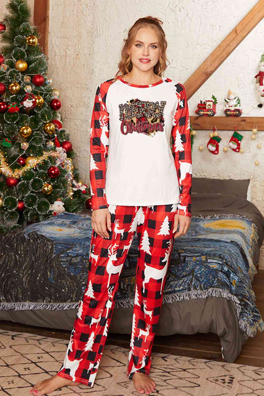 MERRY CHRISTMAS Graphic Top and Pants Set - T - SOLD BY SIZE / 2 PCS. - 4 SIZES -