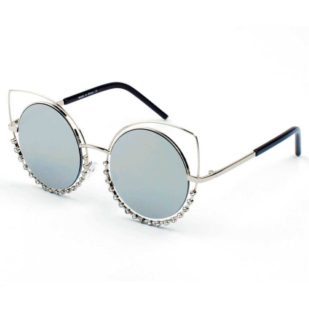 Holland | A21 - Designer Pearl-Studded Cut-Out Cat Eye Princess Sunglasses - 5 COLORS -