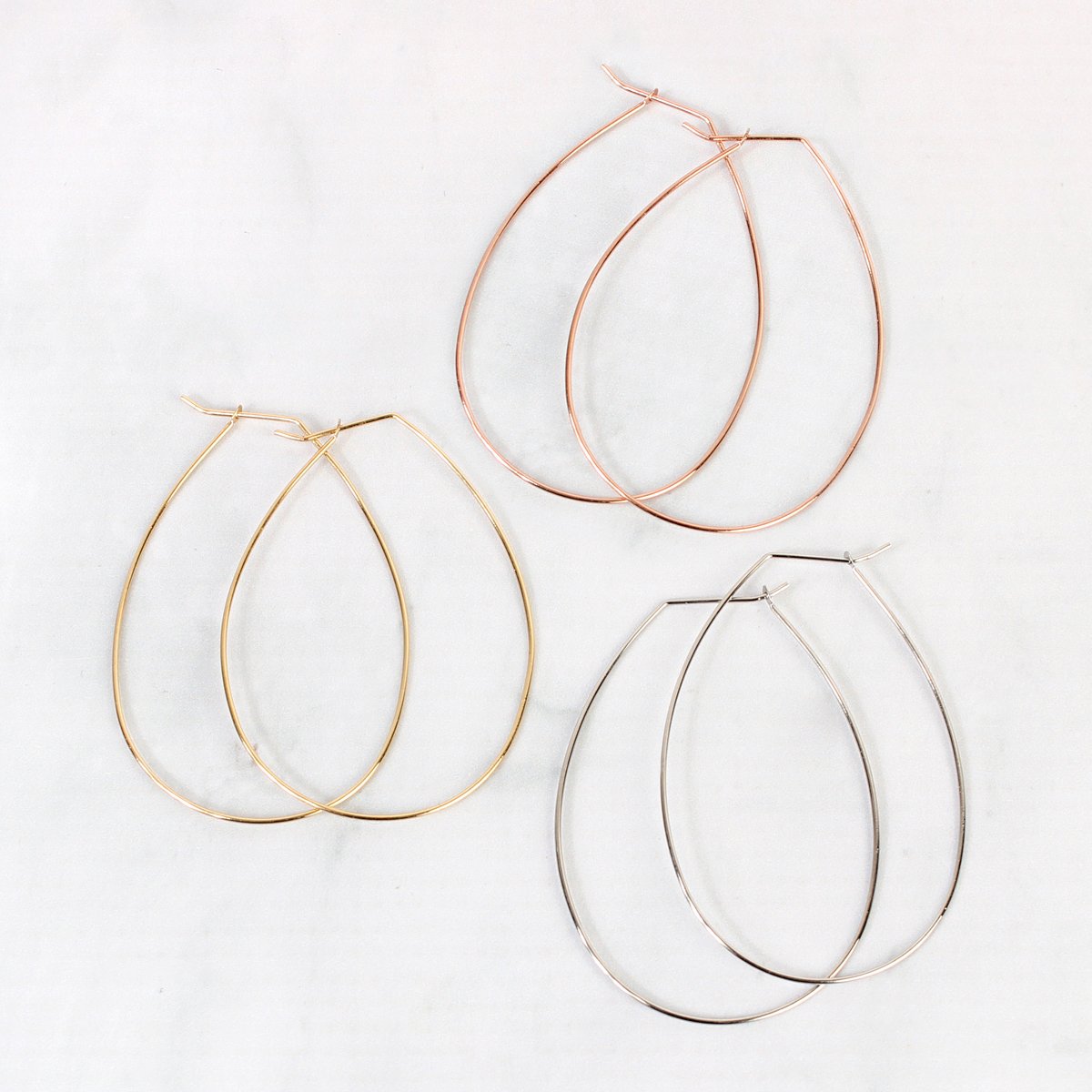 Large Teardrop Brass Earrings - 3 FINISHES -