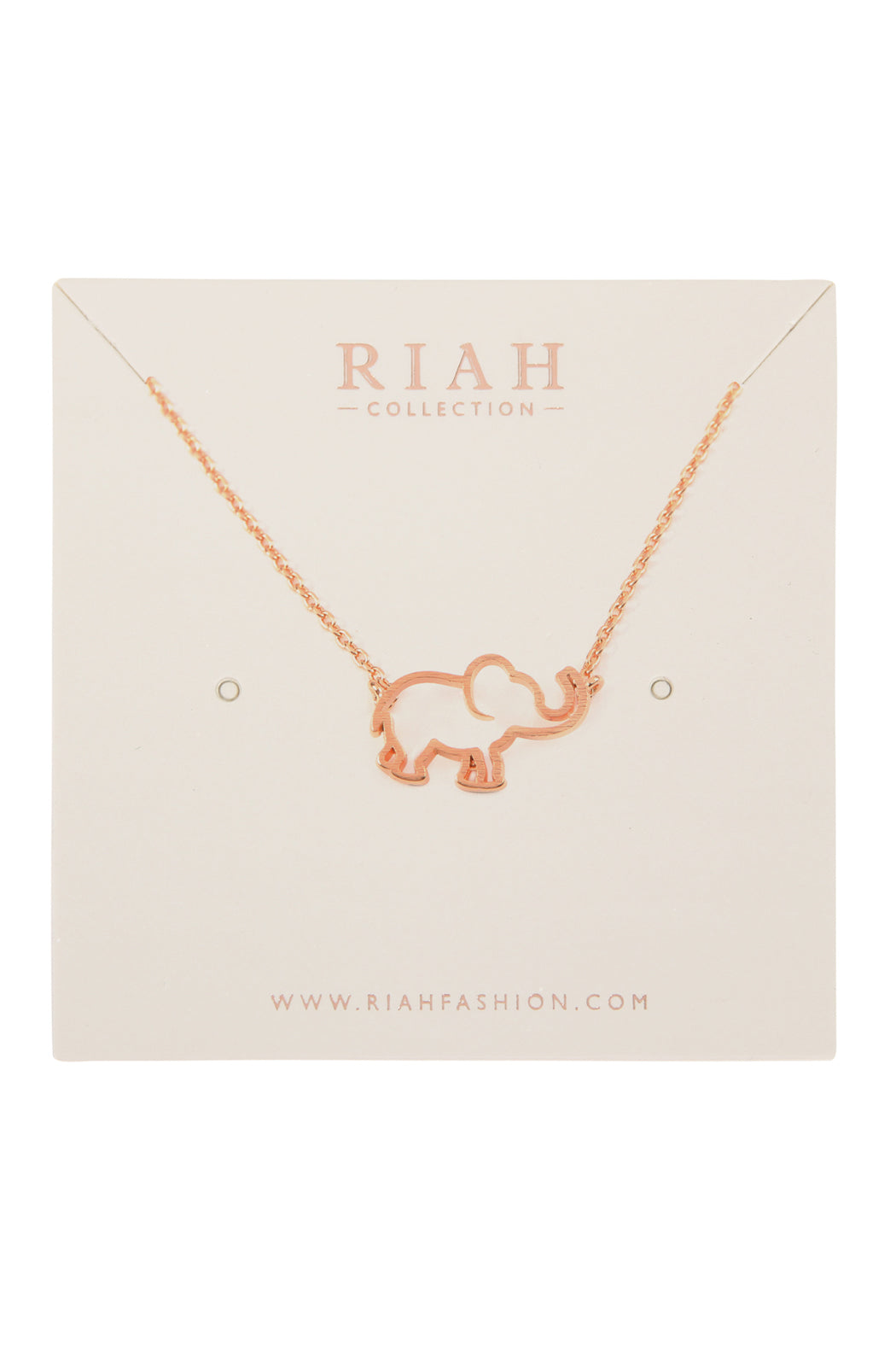 Riah Fashion - Elephant Cast Pendant Necklace - 3 FINISHES -