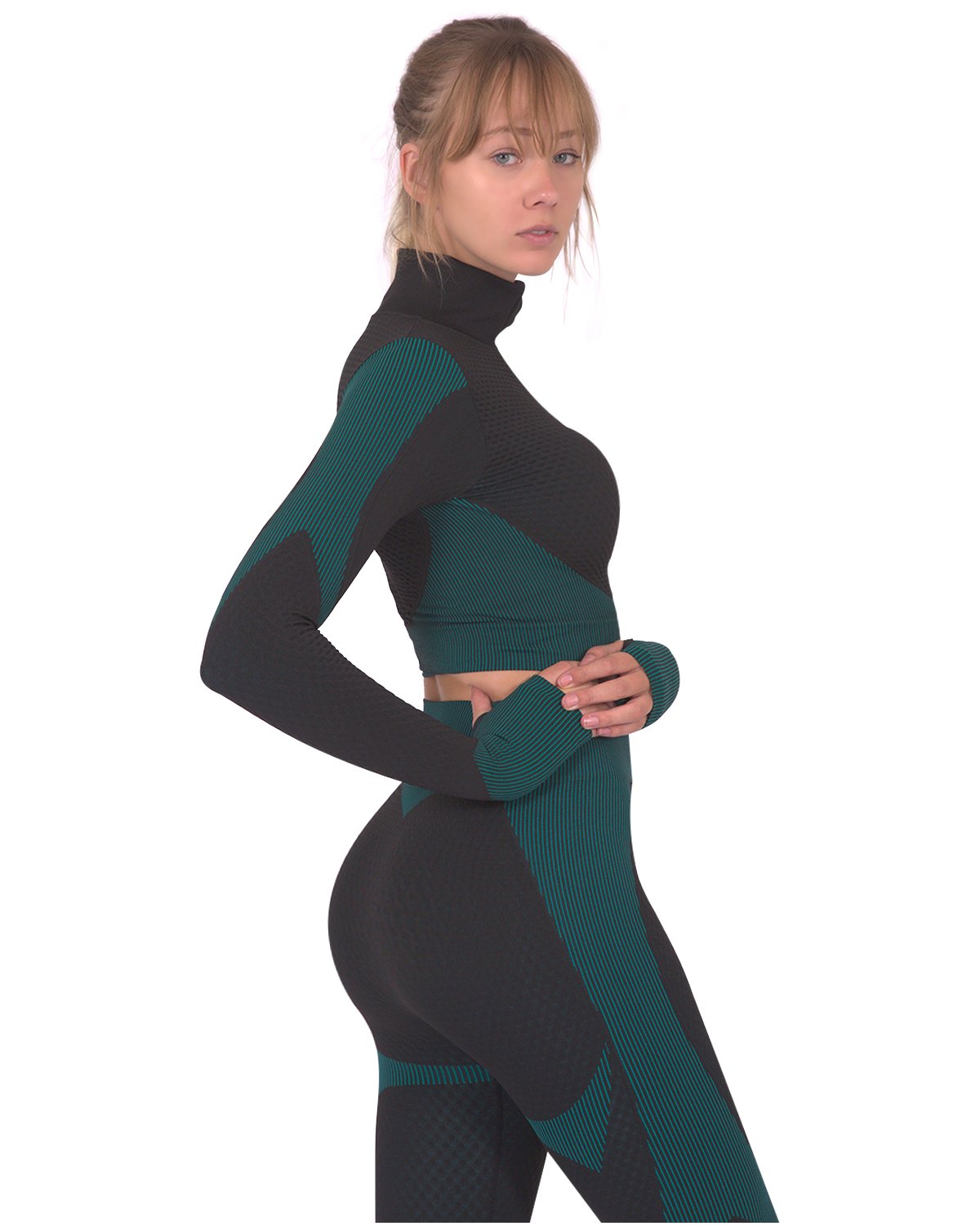 Savoy - Trois Seamless Sports Jacket - Black With Teal Blue - 1 COLOR -