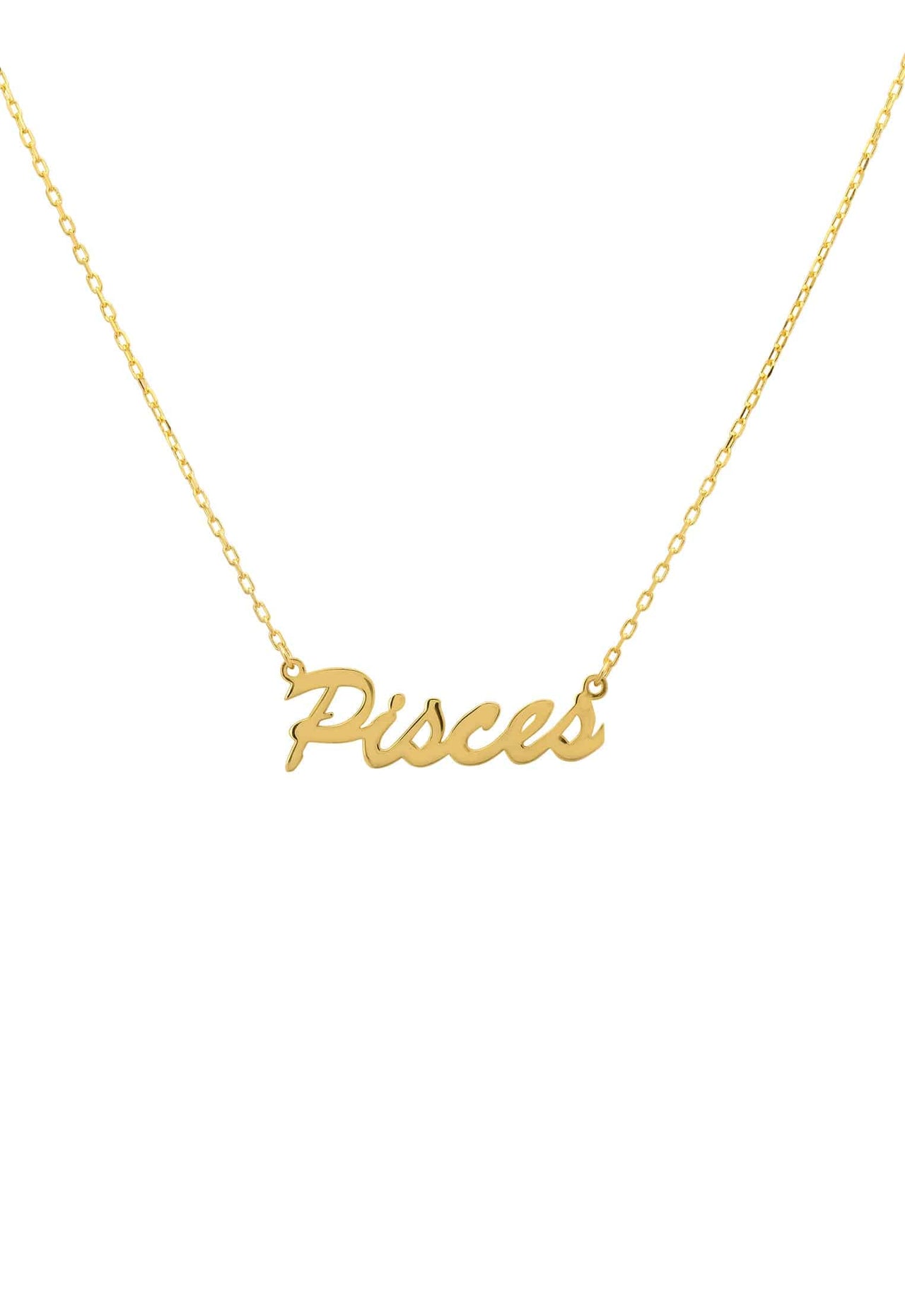 Zodiac Star Sign Name Necklace Gold Pisces -