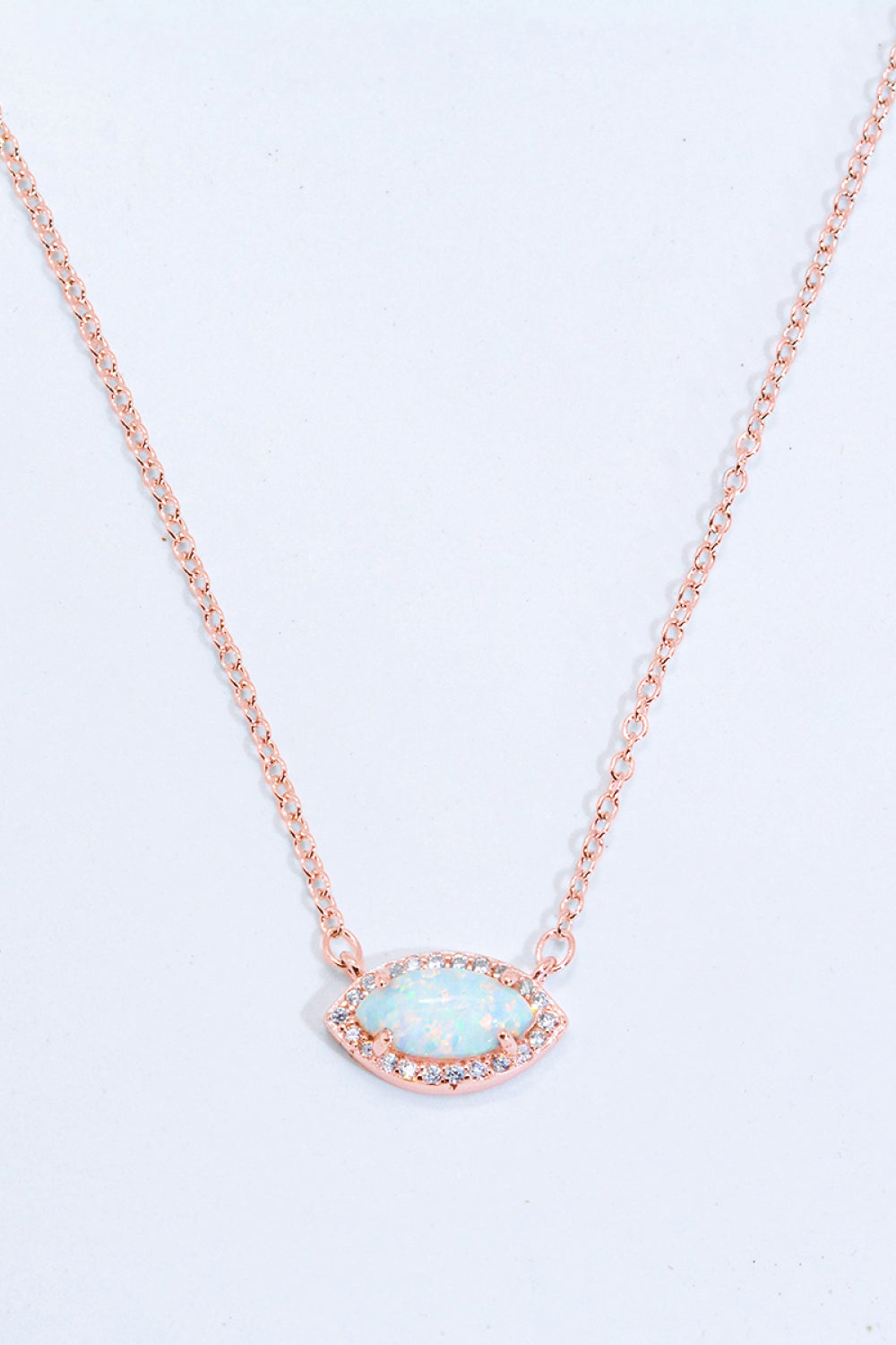 18k Rose Gold / Silver Plated Opal Pendant Necklace - T - 2 FINISHES -