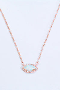 Thumbnail for 18k Rose Gold / Silver Plated Opal Pendant Necklace - T - 2 FINISHES -