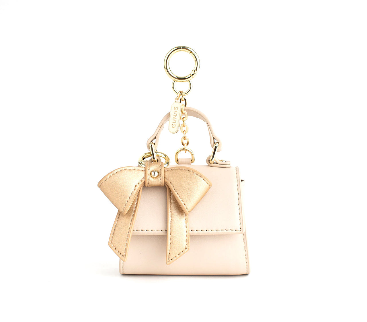 GUNAS NEW YORK - Cottontail Mini - Beige Vegan Leather Bag KEYCHAIN - ACTUAL MINI PURSE! -