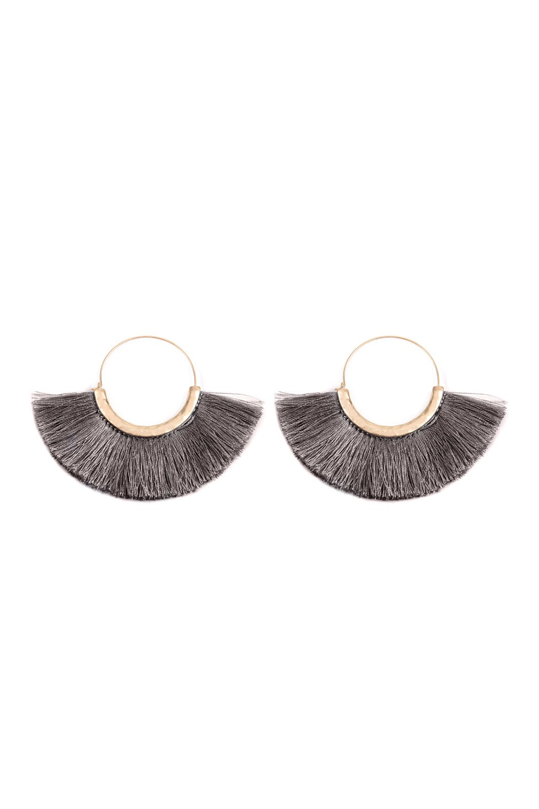 Tassel Fan Hoop Earrings - 15 COLORS -