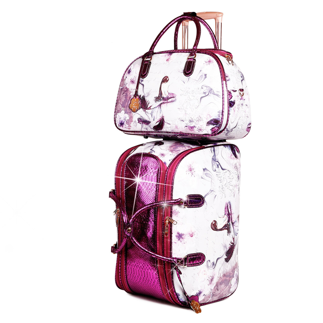 BRANGIO ITALY - Princess Mera Large Rolling Duffel 2pcs/Set Travel Bag