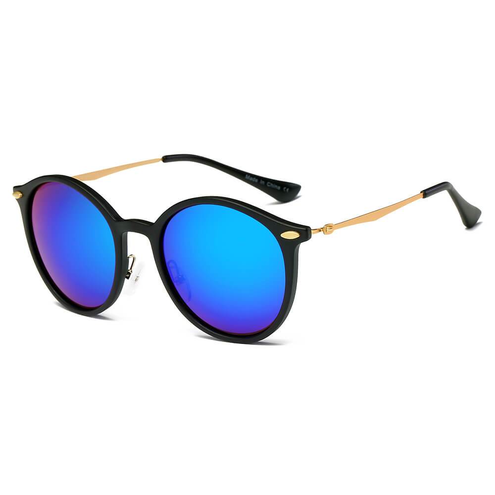 Dewitt | D32 - Retro Horn Rimmed Keyhole Bridge Round Sunglasses Circle - 4 COLORS -