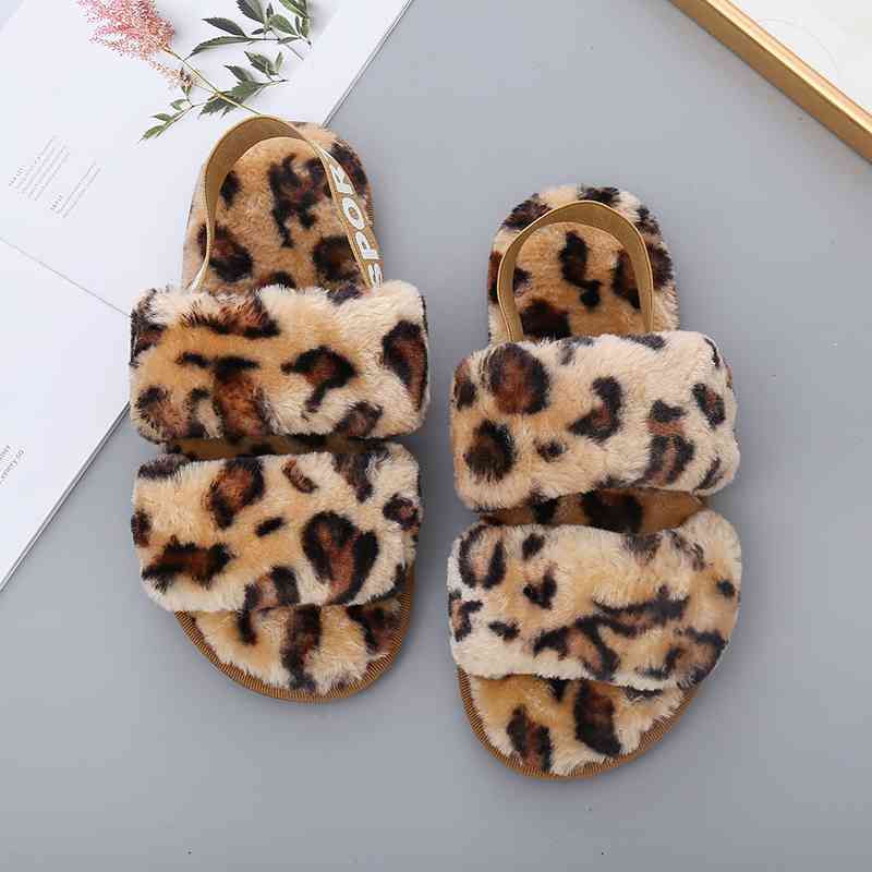 Faux Fur Open Toe Slippers - T - 10 COLORS/PATTERNS -