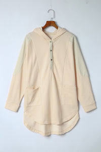 Thumbnail for Long Sleeve Buttoned Hoodie with Pockets - T - 2 COLORS -