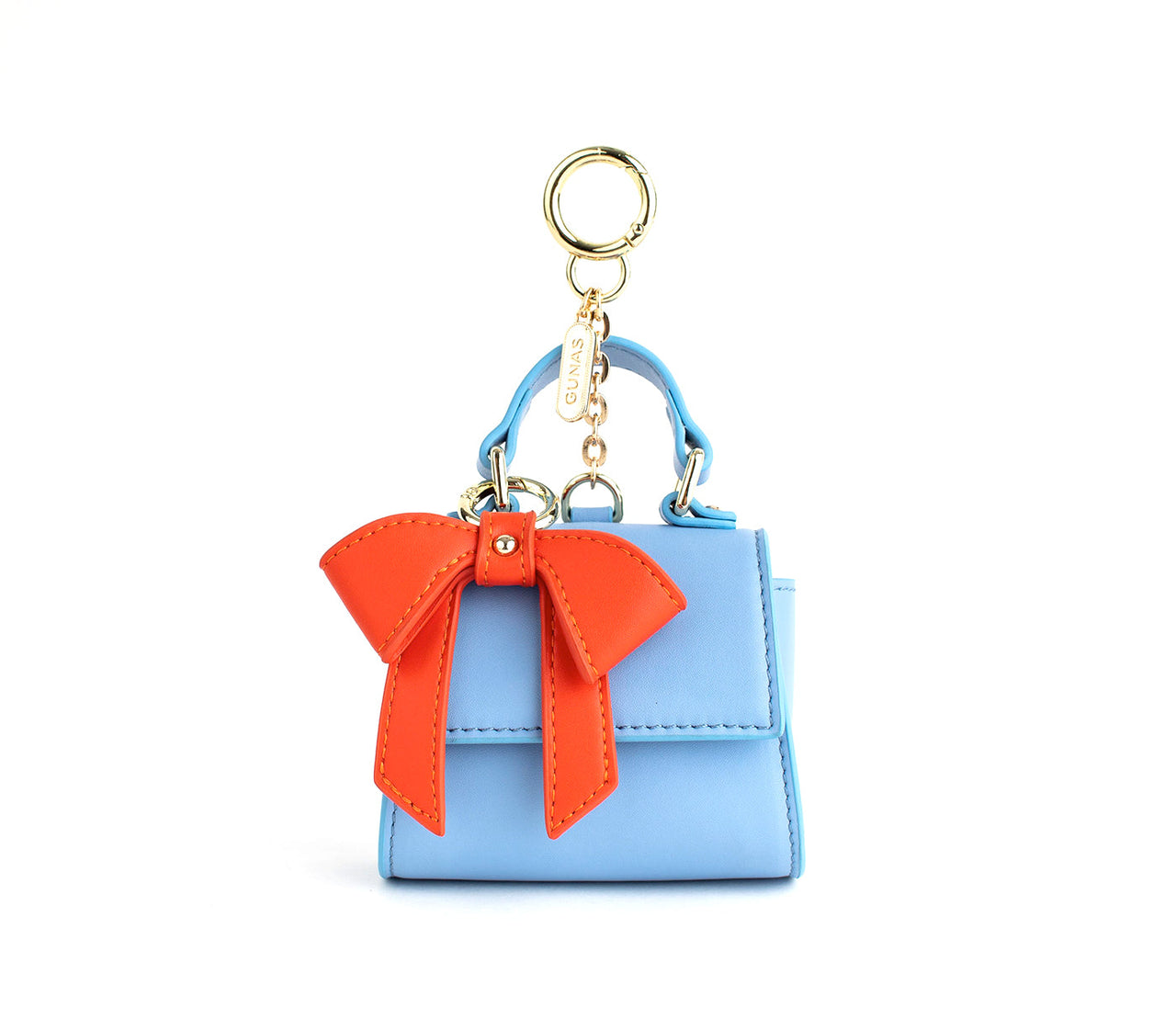 GUNAS NEW YORK - Cottontail Mini - Blue Vegan Leather Bag KEYCHAIN - ACTUAL MINI PURSE! -