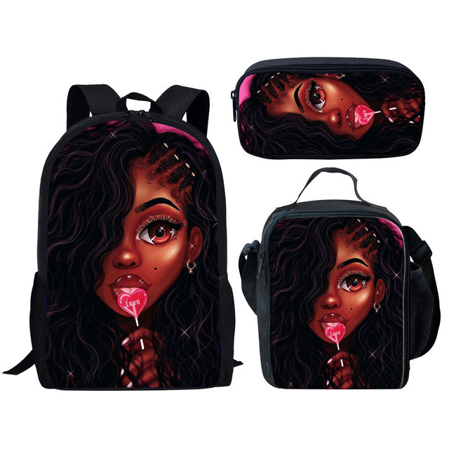 Back to School Backpack - Girl & Bubble gum plus 37 more, different faces - 3Pcs/Set School Bags for Girls - [10-15 DAY DELIVERY] - 38 DIFERRENT FACES -