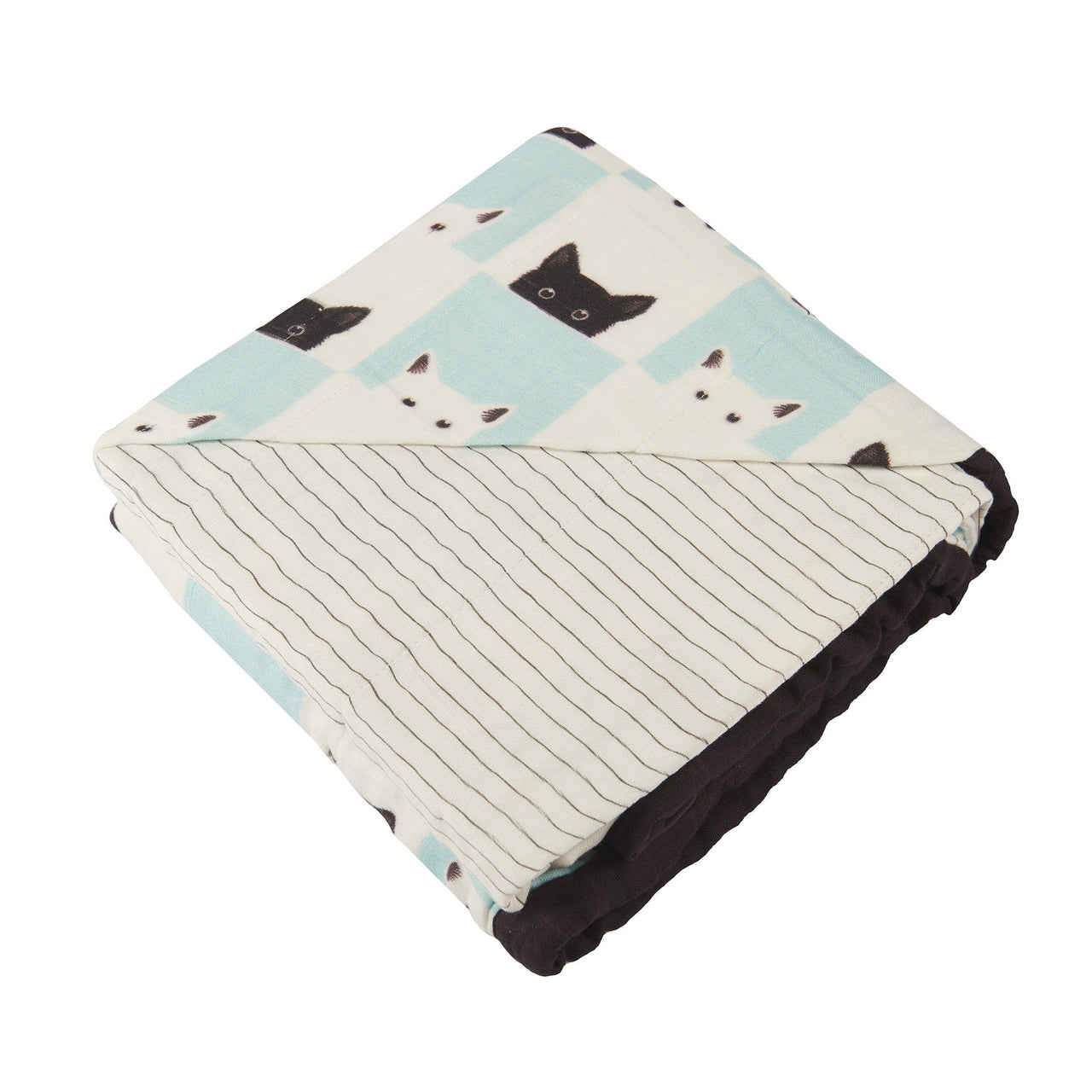 Peek-A-Boo Cats and Pencil Stripe Bamboo Muslin Newcastle Blanket -