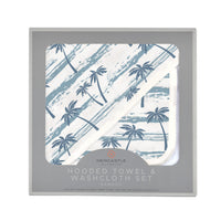 Thumbnail for Newcastle - Ocean Palm Trees Bamboo Hooded Towel and Washcloth Set -