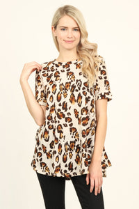 Thumbnail for Riah Fashion - Short Sleeve Leopard Knit Sweater - 2 COLORS -