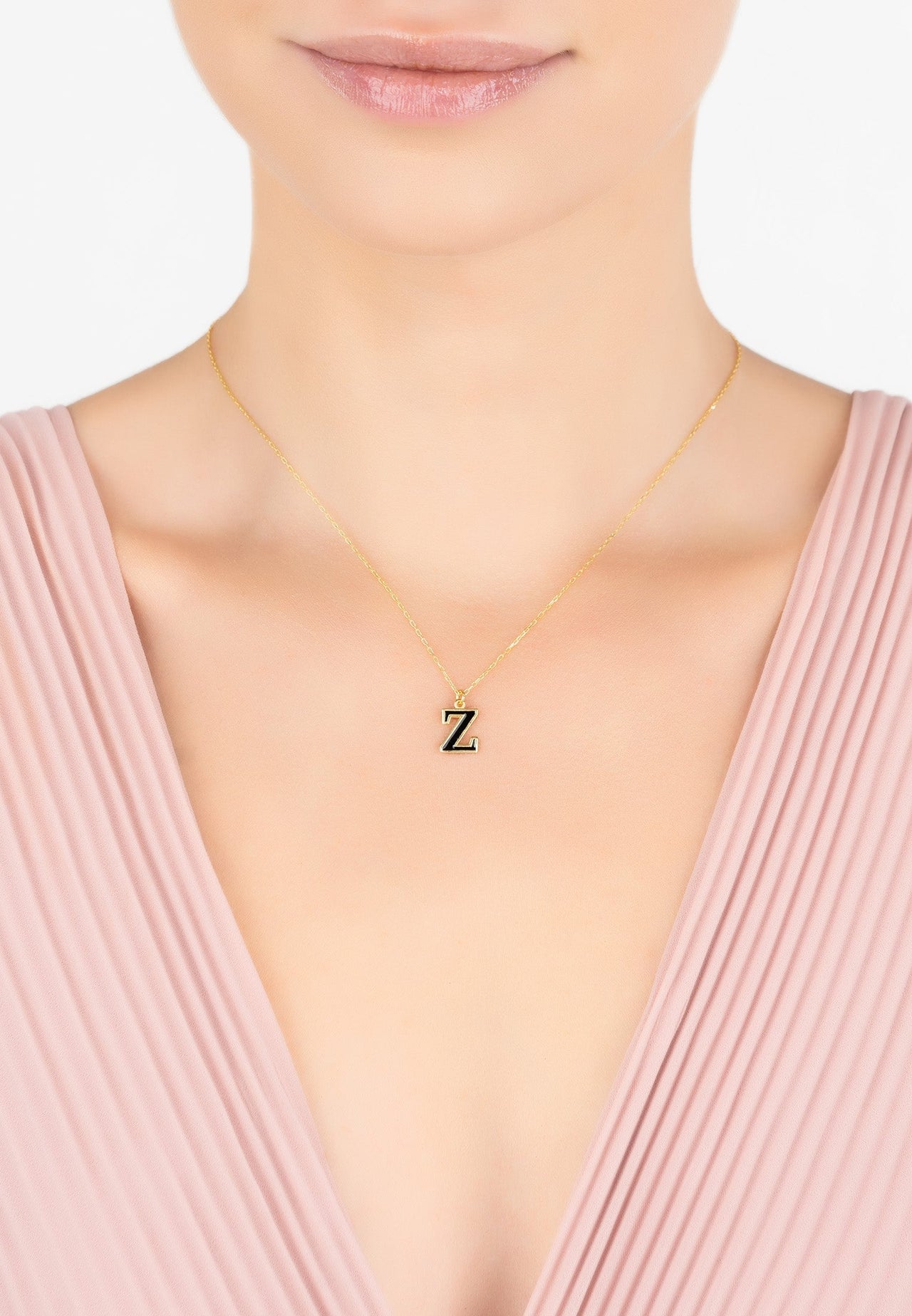 Initial Enamel Necklace Gold Z -