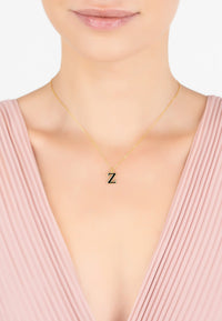 Thumbnail for Initial Enamel Necklace Gold Z -