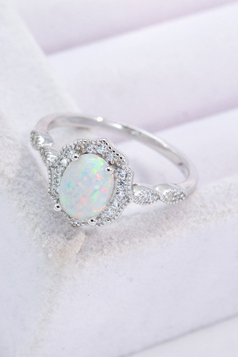 Just For You 925 Sterling Silver Opal Ring - T - SIZES 5 THRU 10 -