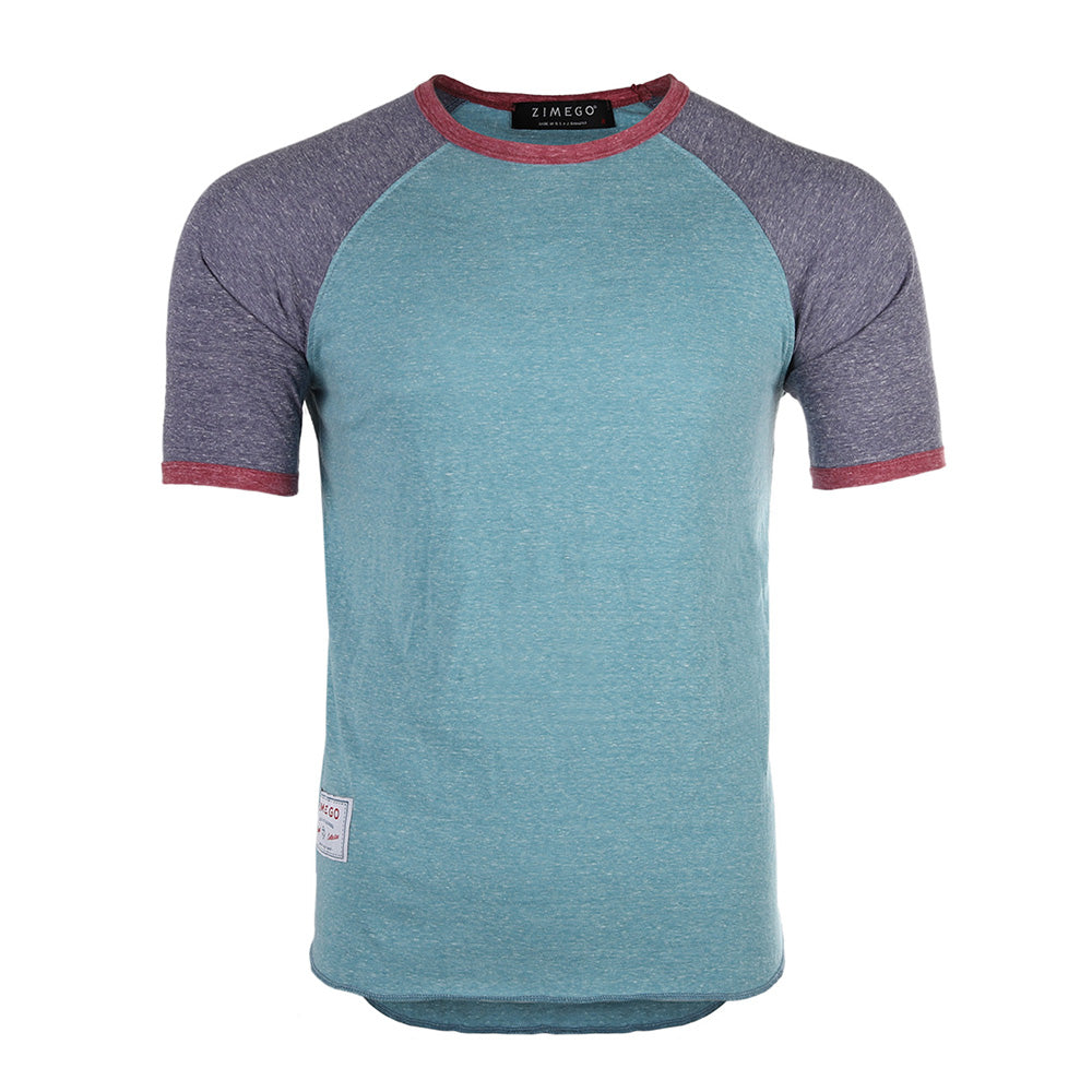 Men's Short Sleeve Classic Retro Contrast Raglan Ringer T-Shirt - 1 COLOR -