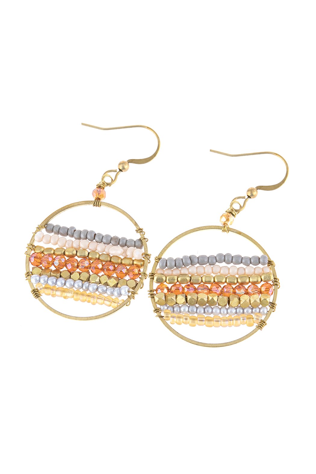 Mixed Beads Drop Earrings - 4 COLORS -