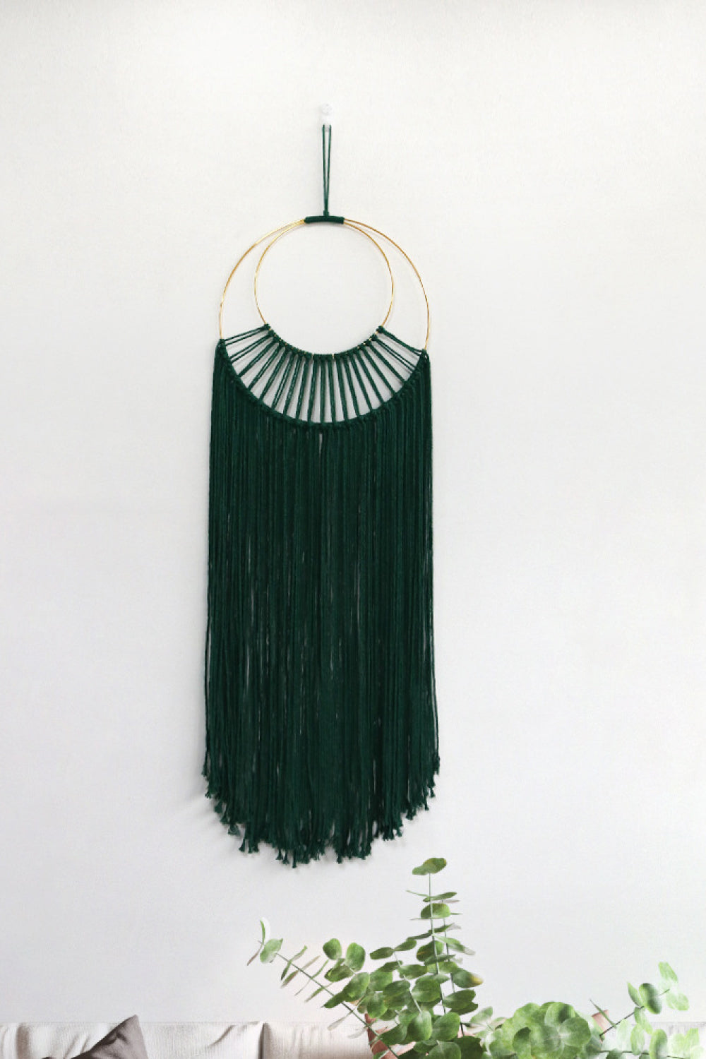 Hoop Fringe Macrame Wall Hanging - 41.3" X 13.8" - T - 6 COLORS -