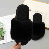 Thumbnail for Faux Fur Open Toe Slippers - T - 5 COLORS -