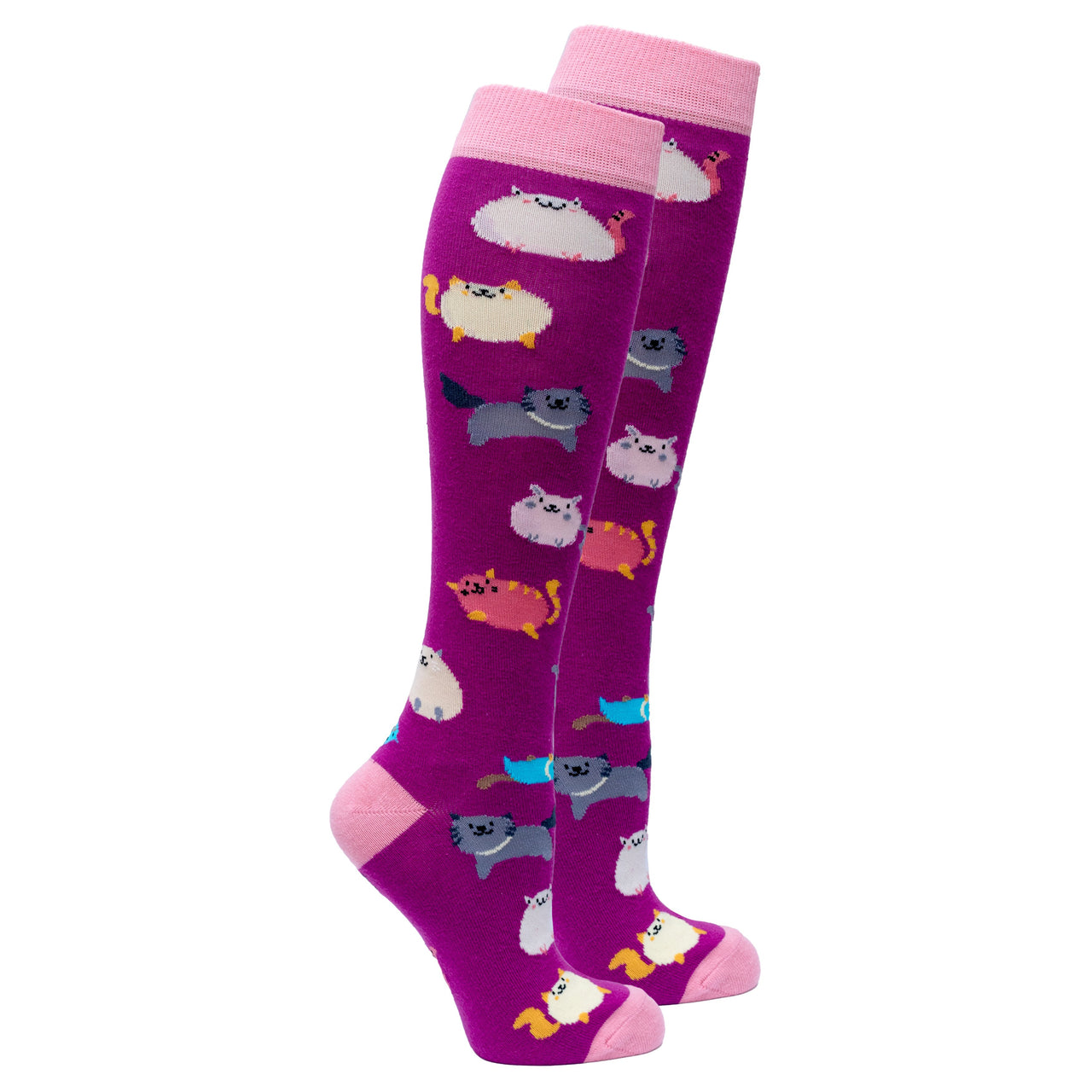 Women's Cute Cats Knee High Socks Set - 5 PACK -