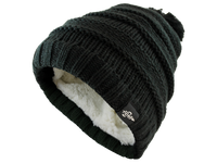 Thumbnail for Fear0 NJ - Warmest Plush Insulated Black Knit Cable Toddler/Kids Beanie Hat - 1 COLOR -