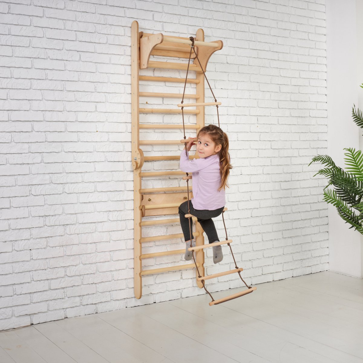 Wooden Swedish Wall / Climbing Ladder for Children + Swing Set