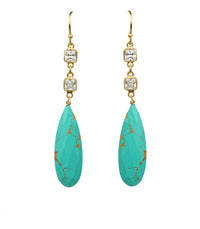 Thumbnail for Gena Myint - White Topaz With Turquoise Drop Earrings -