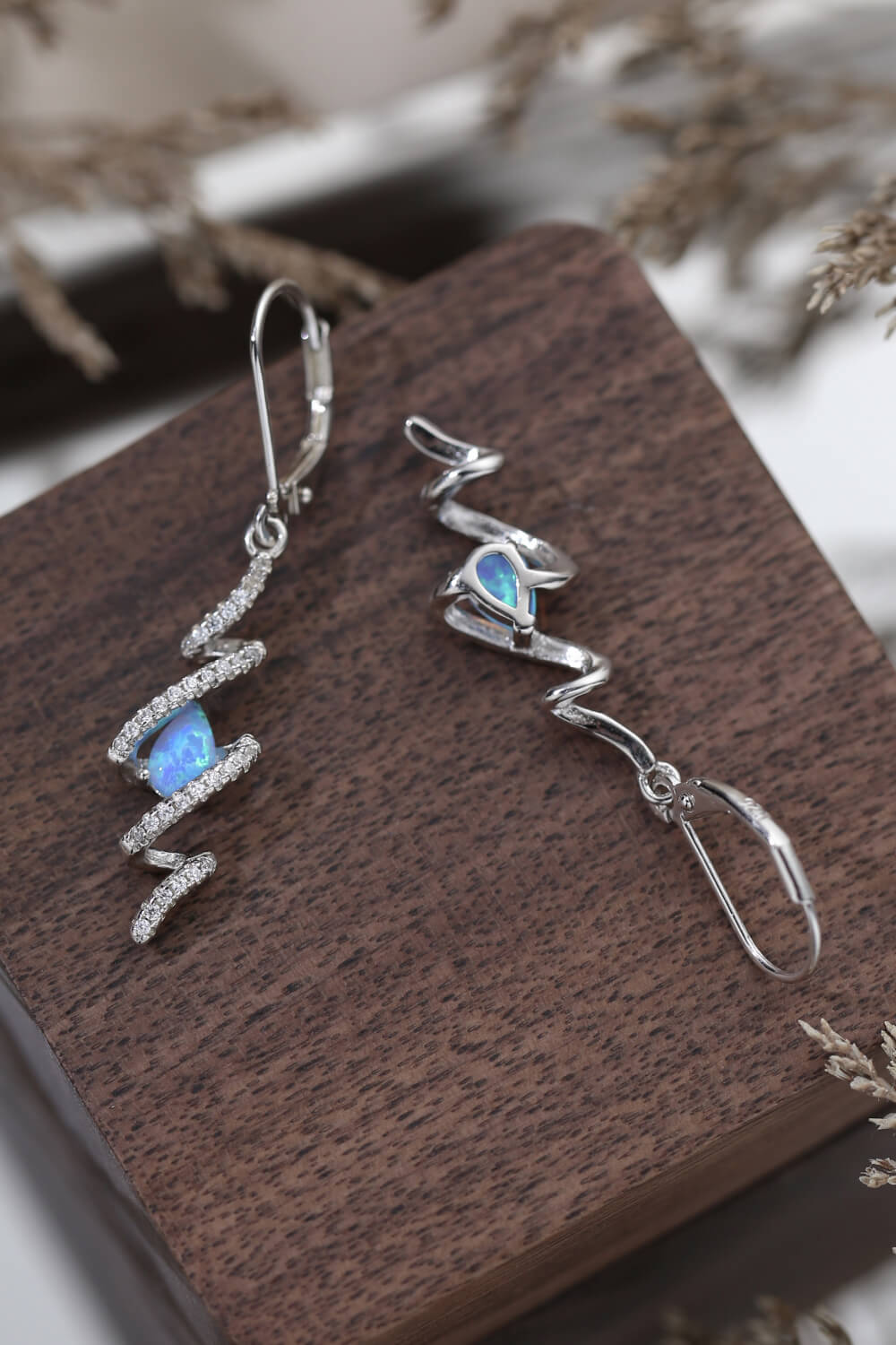 Twisted Opal Drop Earrings - T - 2 COLORS -