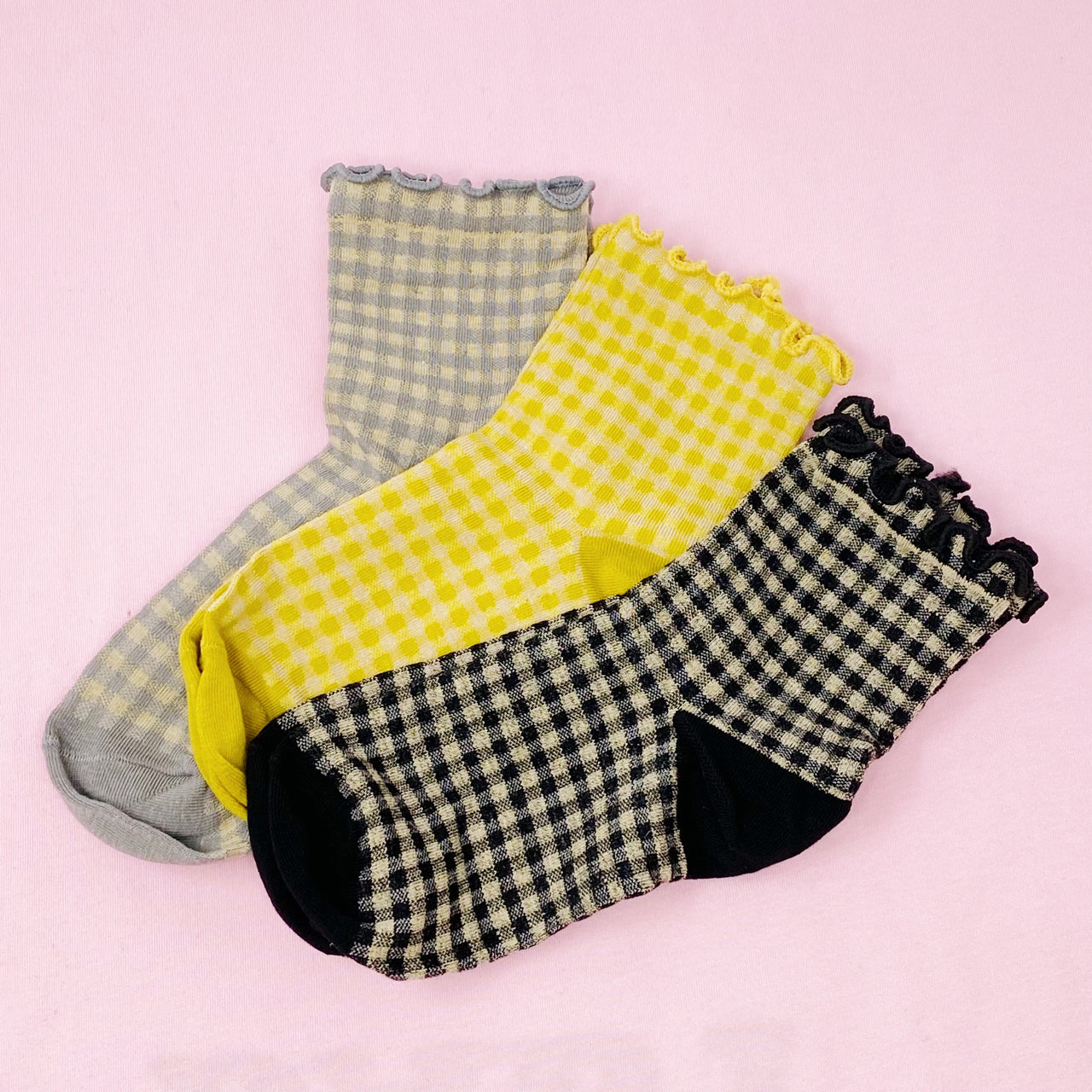 Ellison & Young - Ruffled Edge Gingham Sock Set -