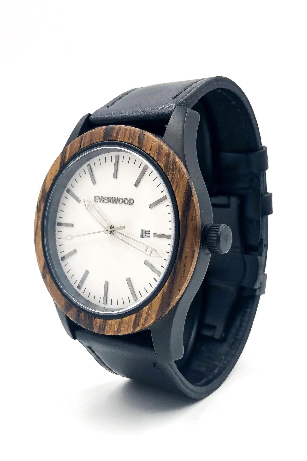 Everwood - Inverness - Zebrawood & Black Leather -