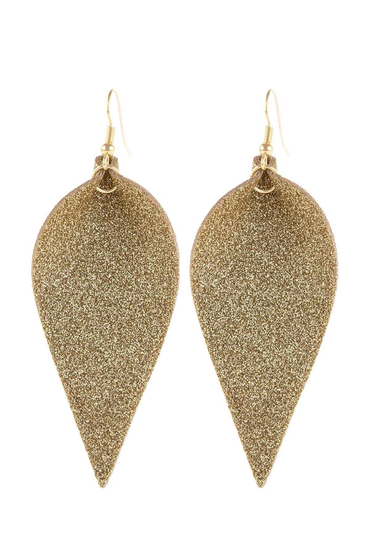 Pinched Glittery Leather Drop Earring - 3 COLORS -