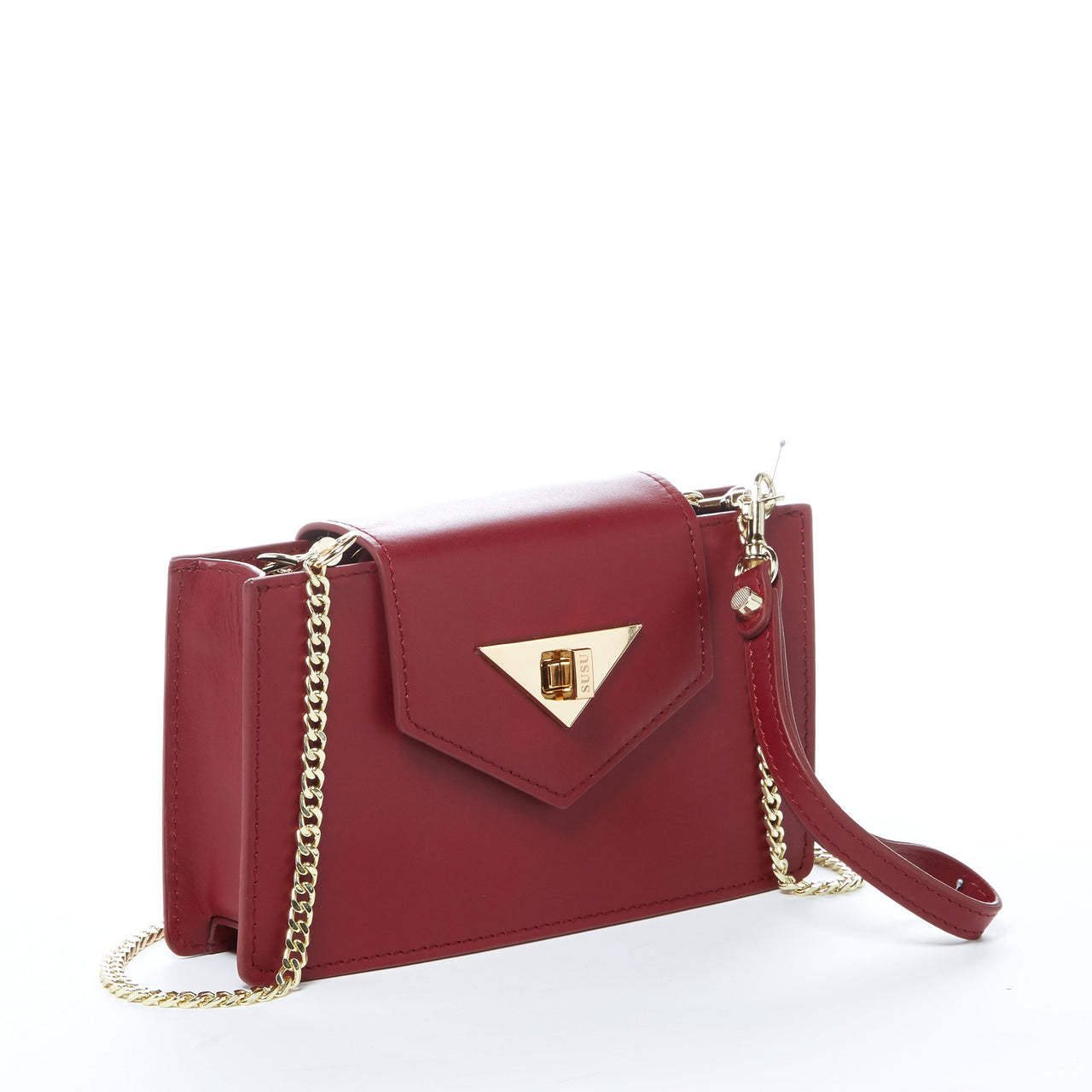 Mary Small Crossbody Leather Wristlet Burgundy -