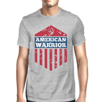 Thumbnail for American Warrior Tee Mens Grey Cotton Tshirt American Flag Shirt - 1 COLOR