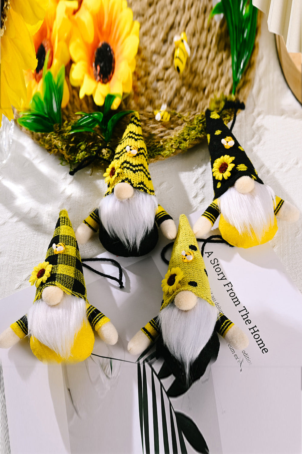 Set of 4 Sunflower Hanging Gnome Ornaments - 10" - 4 PCS - 4 TYPES / SET - [5-10 DAY DELIVERY] - T -