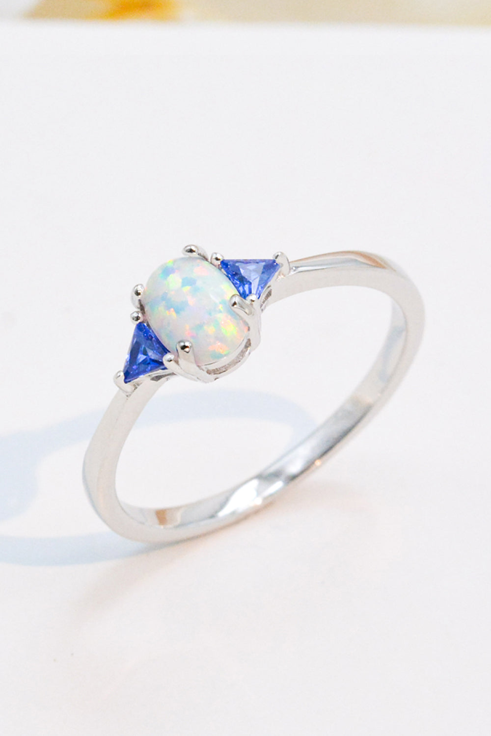 Contrast 925 Sterling Silver Opal Ring - T - SIZES 6 THRU 9 - 4 COLORS -